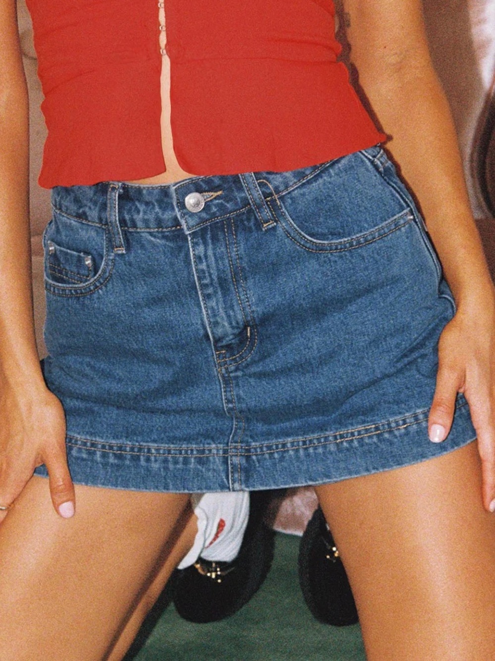 Princess Polly Gazelle Blue Denim Mini Skort